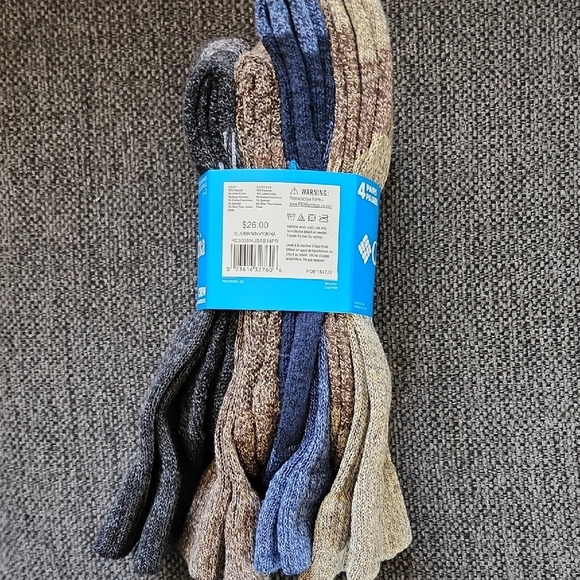 4pk Columbia Men's Crew Socks - Gray, Blue, And Tan X2 - Picture 3 of 5